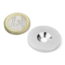 MD-27, Metal disc with counterbore, Ø 27 mm, as a counterpart to magnets, not a magnet!