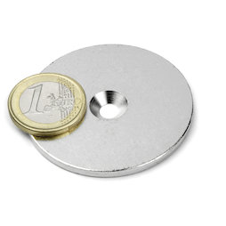 MD-50, Metallscheibe mit Senkbohrung, Ø 50 mm, als Gegenstück zu Magneten, kein Magnet!