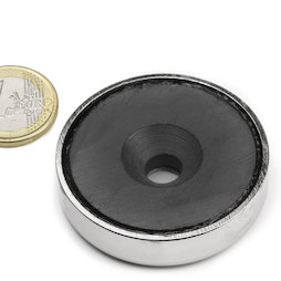 CSF-48, Aimant en pot en ferrite, avec trou fraisé, Ø 48 mm
