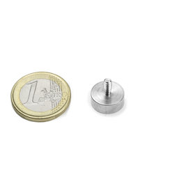 GTN-13, Aimant en pot à goupille filetée, Ø 13 mm, Pas de vis M3, force d'adhérence env. 3,5 kg