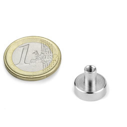 TCN-13, Aimant en pot avec manchon taraudé, Ø 13 mm, pas de vis M3