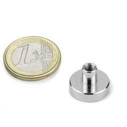 TCN-16, Magnete con base in acciaio con boccola filettata, Ø 16 mm, filettatura M4