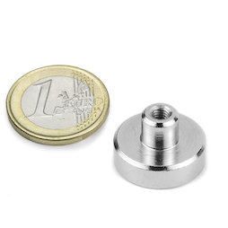 TCN-20, Aimant en pot avec manchon taraudé, Ø 20 mm, pas de vis M4