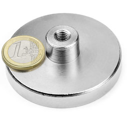 TCN-63, Potmagneet met draadbus, Ø 63 mm, schroefdraad M8