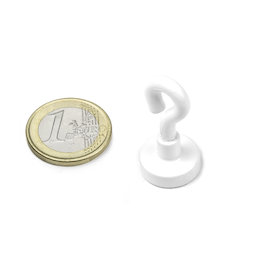 OTNW-16, Aimant en pot avec œillet blanc, Ø 16,3 mm, revêtement poudre, pas de vis M4