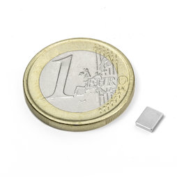 Q-05-04-01-N, Parallélépipède magnétique 5 x 4 x 1 mm, néodyme, N50, nickelé