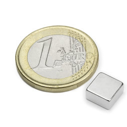 Q-08-08-04-N, Parallélépipède magnétique 8 x 8 x 4 mm, néodyme, N45, nickelé