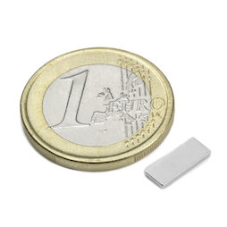 Q-10-04-1.2-N, Parallélépipède magnétique 10 x 4 x 1,2 mm, néodyme, N50, nickelé