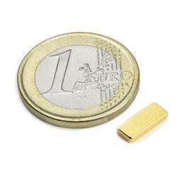Q-10-04-1.5-G, Parallélépipède magnétique 10 x 4 x 1,5 mm, néodyme, N50, doré