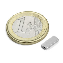 Q-10-04-1.5-N, Parallélépipède magnétique 10 x 4 x 1,5 mm, néodyme, N50, nickelé