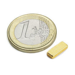 Q-10-04-02-G, Parallélépipède magnétique 10 x 4 x 2 mm, néodyme, N50, doré