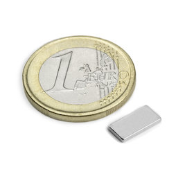 Q-10-05-01-N, Parallélépipède magnétique 10 x 5 x 1 mm, néodyme, N50, nickelé