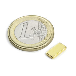 Q-10-05-1.5-G, Parallélépipède magnétique 10 x 5 x 1,5 mm, néodyme, N50, doré