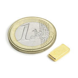 Q-10-05-02-G, Parallélépipède magnétique 10 x 5 x 2 mm, néodyme, N50, doré