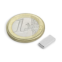 Q-10-05-02-N, Parallélépipède magnétique 10 x 5 x 2 mm, néodyme, N50, nickelé