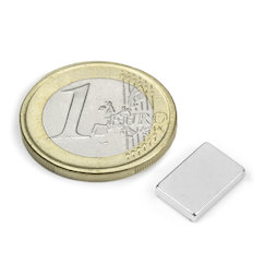 Q-12-08-02-N, Parallélépipède magnétique 12 x 8 x 2 mm, néodyme, N50, nickelé