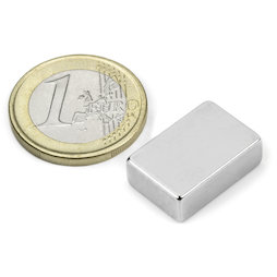 Q-19-13-06-N, Parallélépipède magnétique 19,05 x 12,7 x 6,35 mm, néodyme, N42, nickelé