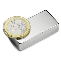 Q-40-20-10-N, Parallelepipedo magnetico 40 x 20 x 10 mm, neodimio, N42, nichelato