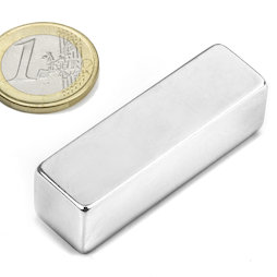 Q-50-15-15-N, Parallélépipède magnétique 50 x 15 x 15 mm, néodyme, N48, nickelé