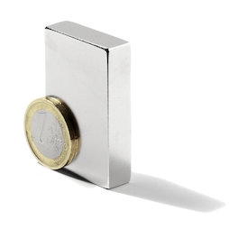 Q-50-25-10-LN, Bloque magnético 50 x 25 x 10 mm, neodimio, N40, niquelado