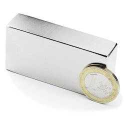 Q-60-30-15-N, Parallélépipède magnétique 60 x 30 x 15 mm, néodyme, N40, nickelé