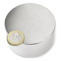 S-70-35-N, Disque magnétique Ø 70 mm, hauteur 35 mm, néodyme, N45, nickelé