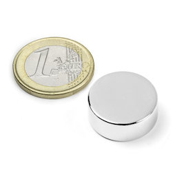 S-20-08-N, Disque magnétique Ø 20 mm, hauteur 8 mm, néodyme, N42, nickelé