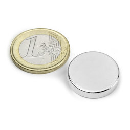 S-20-04-N, Disque magnétique Ø 20 mm, hauteur 4 mm, néodyme, N42, nickelé