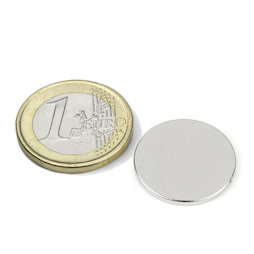 S-20-1.5-N, Disque magnétique Ø 20 mm, hauteur 1,5 mm, néodyme, N38, nickelé