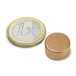 S-15-08-K, Disque magnétique Ø 15 mm, hauteur 8 mm, néodyme, N42, cuivré