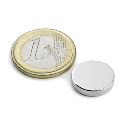 S-15-03-N, Disque magnétique Ø 15 mm, hauteur 3 mm, néodyme, N45, nickelé
