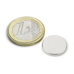 S-15-02-N, Disque magnétique Ø 15 mm, hauteur 2 mm, néodyme, N40, nickelé