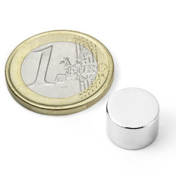 S-12-08-N, Disc magnet Ø 12 mm, height 8 mm, neodymium, N45, nickel-plated