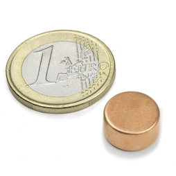 S-12-06-K, Scheibenmagnet Ø 12 mm, Höhe 6 mm, Neodym, N45, verkupfert