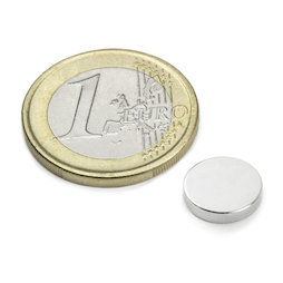 S-10-02-N, Disque magnétique Ø 10 mm, hauteur 2 mm, néodyme, N42, nickelé