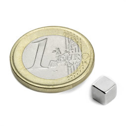 W-05-N, Cubo magnético 5 mm, neodimio, N42, niquelado