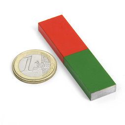 EDU-7, Stabmagnet eckig kurz, 60 x 15 mm, aus AlNiCo5, rot-grün lackiert