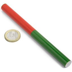 EDU-9, Stabmagnet rund, 150 x 12 mm, aus AlNiCo5, rot-grün lackiert