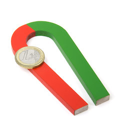 EDU-6, Horseshoe tapered, 100 x 48 mm, AlNiCo5, red-green coated