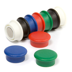 BX-RD20/mixed, Boston Xtra mini rotondi, set con 10 magneti per l'ufficio al neodimio, assortiti