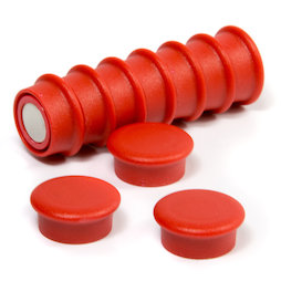 BX-RD20/red, Boston Xtra Mini redondo, set de 10 imanes de neodimio de oficina, rojo