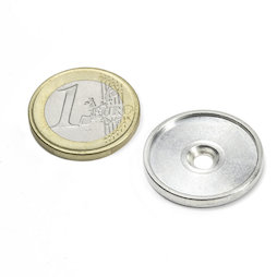 MSD-21, Metallscheibe mit Rand und Senkbohrung M3, Innendurchmesser 21 mm, als Gegenstück zu Magneten, kein Magnet!