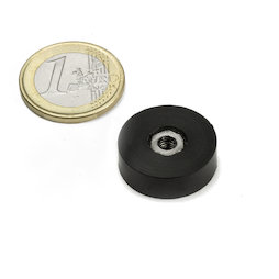 ITNG-16, aimant en pot caoutchouté, avec filetage intérieur M4, Ø 20 mm
