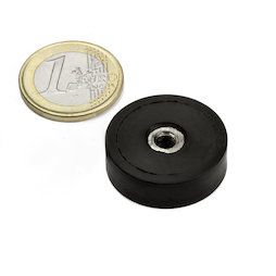 ITNG-25, magnete gommato con base in acciaio, con filettatura M5, Ø 29 mm