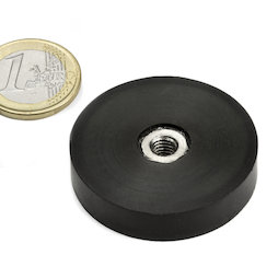 ITNG-40, aimant en pot caoutchouté, avec filetage intérieur M6, Ø 45 mm