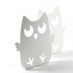 M-84/owl, Bookends with animal design, powder-coated steel, set of 2, owl, not magnetic!