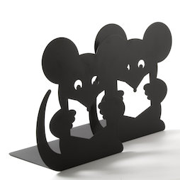 M-84/mouse, Bookends with animal design, powder-coated steel, set of 2, mouse, not magnetic!