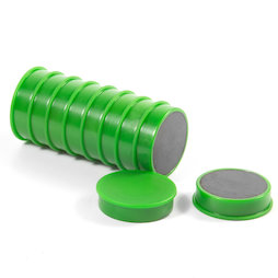 M-OF-RD30/green, Bordmagneten van ferriet, geplastificeerd, set van 10, groen