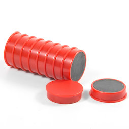 M-OF-RD30/red, Aimants en ferrite pour tableau, plastifiés, lot de 10, rouge