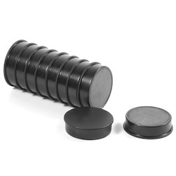 M-OF-RD30/black, Aimants en ferrite pour tableau, plastifiés, lot de 10, noir
